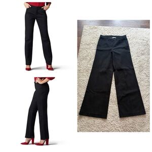 Isaac Mizrahi women Sz 6 high waist Black Wide-Leg twill career office Pants
